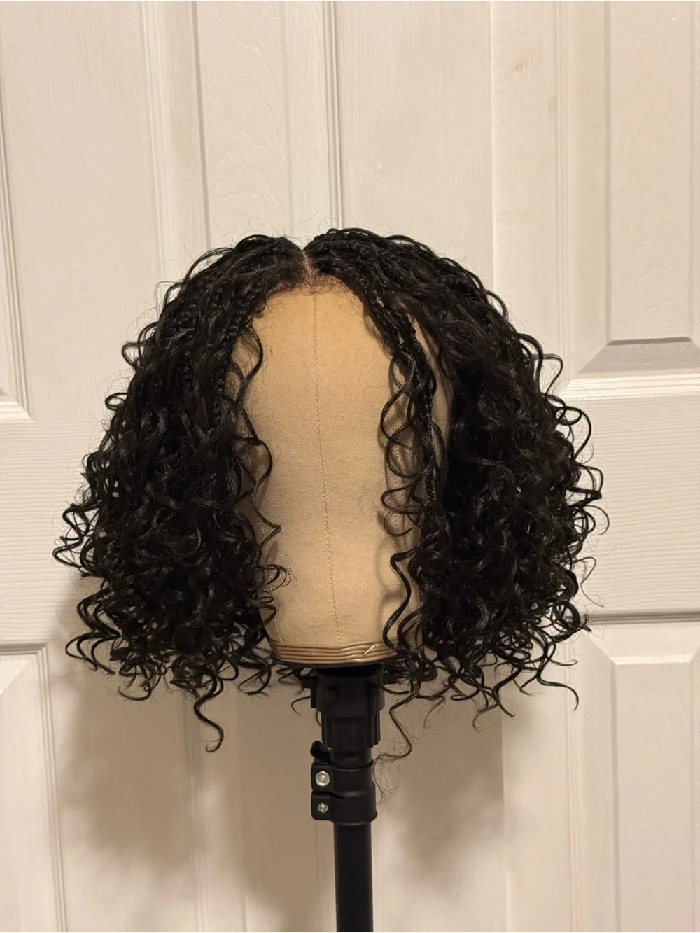 Natural Black Curly Lace Front Wig - 12”